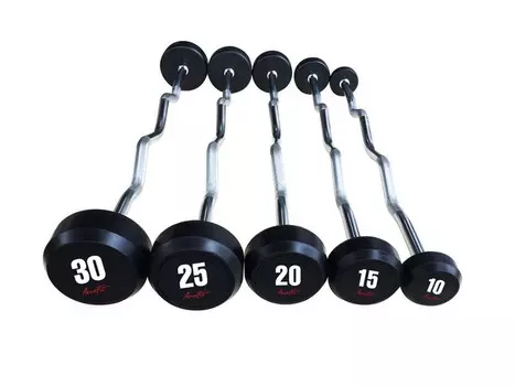 Набор изогнутых обрезиненных штанг AeroFit 10-30 кг - 5 шт, шаг 5 кг AFBZ10-30