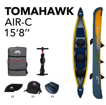 Надувная байдарка 478х88см насос, сиденье, киль, рюкзак, до 260кг Aqua Marina Tomahawk AIR-C