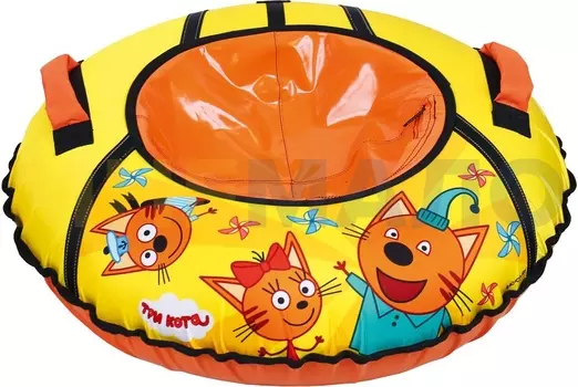 Надувная ватрушка (тюбинг) Ника 80см Три кота желтый с автокамерой ТБ1-80/ТК