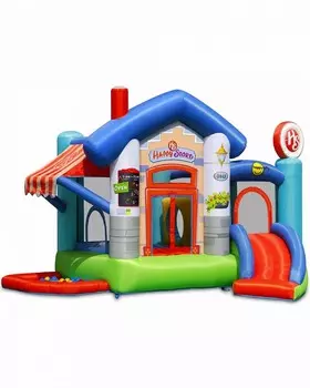 Надувной батут с горкой Happy Hop Веселый магазинчик 9415