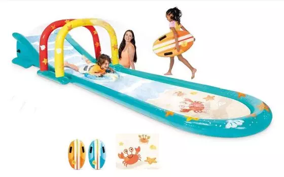 Надувной детский бассейн Игровой центр Веселая горка 561х137х99 см Intex 56167