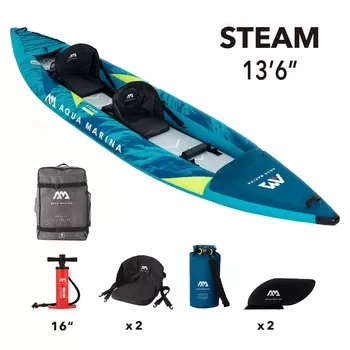 Надувной каяк 412x90см, насос, сиденья, киль, рюкзак, сумка, до 180кг Aqua Marina Steam-412 Versatile ST-412