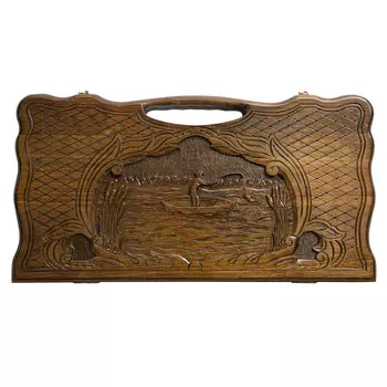 Нарды резные Haleyan Рыбак с ручкой kh011