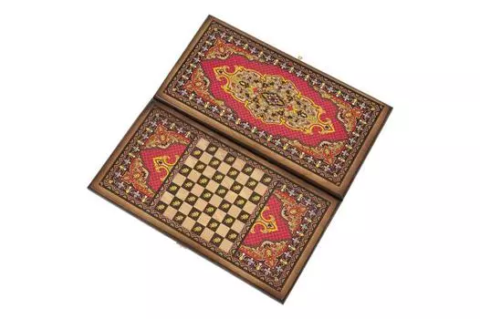 Нарды + Шашки Сирия Красные большие (Россия, дерево, 60х30х4 см)