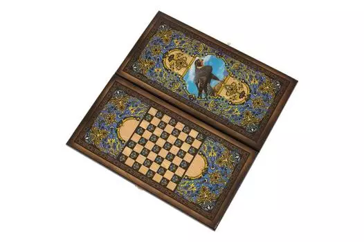 Нарды + Шашки Сирия Сокол большие (Россия, дерево, 60х30х4 см)