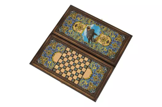 Нарды + Шашки Сирия Сокол средние (Россия, дерево, 50х25х4 см)