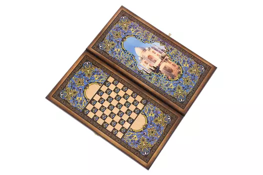 Нарды + Шашки Сирия Тадж-Махал малые (Россия, дерево, 40х20х4 см)