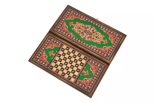 Нарды + Шашки Сирия Зеленые большие (Россия, дерево, 60х30х4 см)