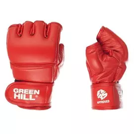 Перчатки для боевого самбо Green Hill MMF-0026, одобр. FIAS, нат. кожа, красные