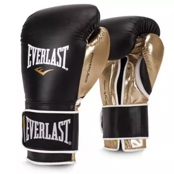Перчатки тренировочные Everlast Powerlock PU 16oz черн/золот. P00000724