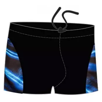 Плавки-шорты Atemi ВВ 9 13 детские для бассейна с принт. вставками, черный/голубой