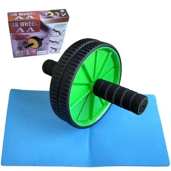 Ролик гимнастический 2-х рядный с неопреновыми ручками Sportex E41050 зеленый