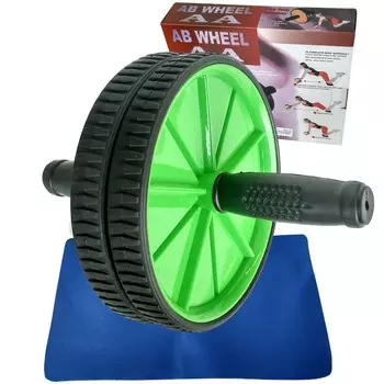 Ролик гимнастический 2-х рядный с резиновыми ручками Sportex E41055 зеленый