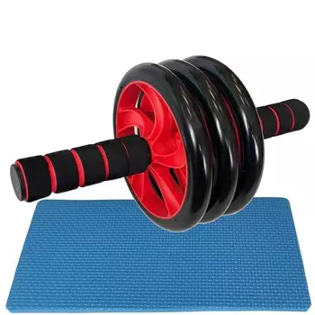 Ролик гимнастический Sportex 3-х рядный с неопреновыми ручками ABR-322-4 красный (E32440)