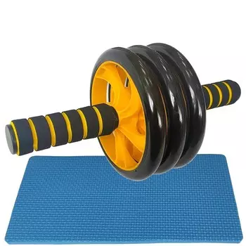 Ролик гимнастический Sportex 3-х рядный с неопреновыми ручками ABR-322-5 желтый (E32440)