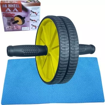 Ролик гимнастический Sportex двухрядный с резиновыми ручками C28951-B-3 желтый