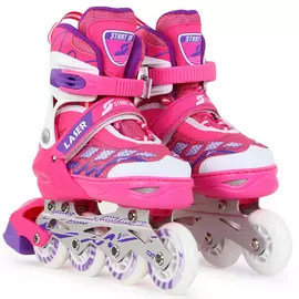 Ролики раздвижные Start Up Laser розовый