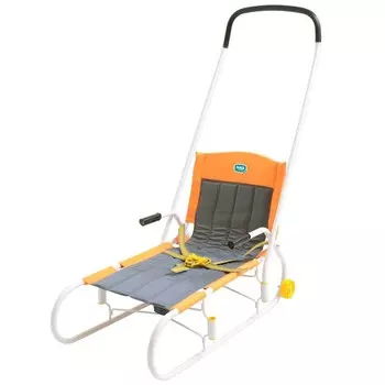 Санки детские Ника Ветерок 4 с колесиками, складные В4 К Оранжевый-серый