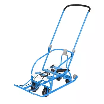 Санки детские (выдвижные колеса, складные ручка и спинка) Ника NIKKI N3/Г2 голубой