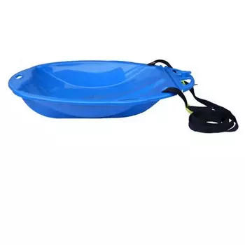 Санки-ледянки Веселый паровозик с ремнем голубой