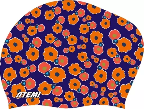 Шапочка для плавания Atemi long hair cap Orange flower TLH1OF принт