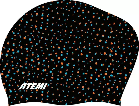 Шапочка для плавания Atemi long hair cap Point black TLH1PB принт