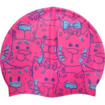 Шапочка для плавания JR Малиновый с Синим/Голубым принтом Котомания KSC-40-A