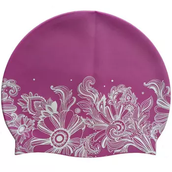 Шапочка силиконовая SR фиолетовая с белым принтом cказочная поляна SRSC-31-A
