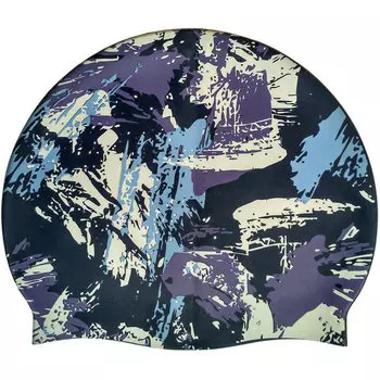 Шапочка силиконовая SR с принтом морена оттенки синего SRSC-18-A2