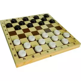 Шашки пластиковые с деревянной доской