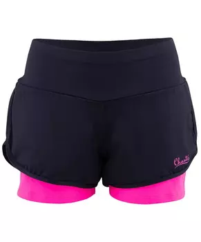 Шорты гимнастические Chante Betta двойные, черный/розовый