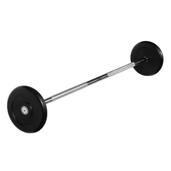 Штанга неразборная MB Barbell с чёрными дисками, 25 мм, 15 кг MB-BarMW-B15
