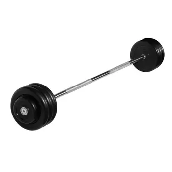 Штанга неразборная MB Barbell с чёрными дисками, 25 мм, 37,5 кг MB-BarMW-B37,5