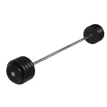 Штанга неразборная с чёрными дисками MB Barbell d25 мм, 50 кг MB-BarMW-B50