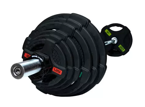 Штанга олимпийская 128 кг (диски с двумя хватами, хромированный гриф) Original Fit.Tools FT-2HGSET-128-CHROME