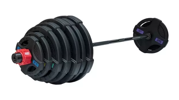 Штанга олимпийская 215 кг Original Fit.Tools диски с двумя хватами, черный гриф FT-2HGSET-215-BLACK