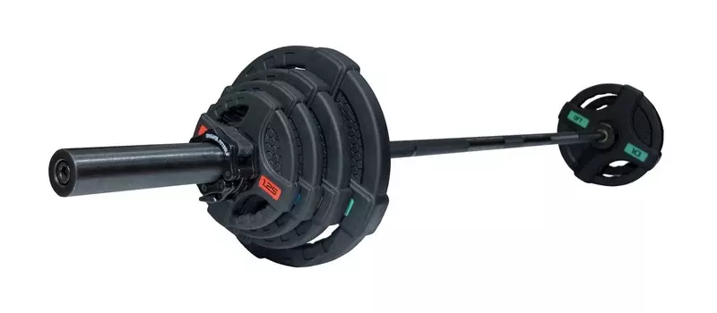 Штанга олимпийская 58 кг Original Fit.Tools диски с двумя хватами, черный гриф