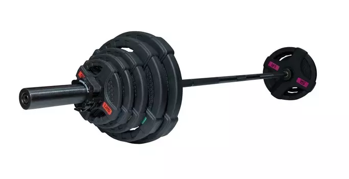 Штанга олимпийская 88 кг Original Fit.Tools диски с двумя хватами, черный гриф FT-2HGSET-88-BLACK