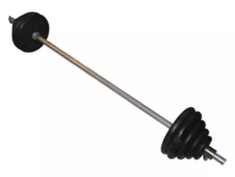 Штанга разборная 70 кг в наборе диски обрезиненные черные, (гриф1900*26мм) ProfiGym ШТР-70-26