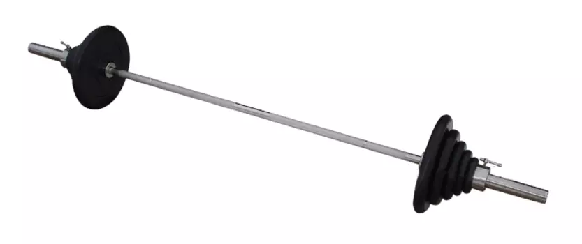 Штанга с грифом 2200*50мм 102,5 кг в наборе диски обрезиненные черные ProfiGym ШТР-102-50