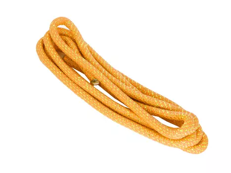 Скакалка для художественной гимнастики ПП+ПА d10,5мм 3м AS4 жёлтый\серебро с люрексом