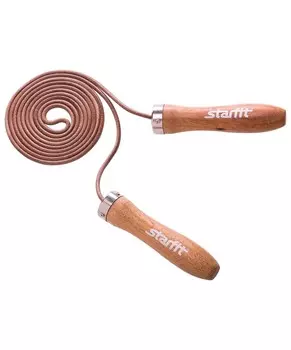 Скакалка Star Fit RP-201 кожаная, с деревянной ручкой, 3м
