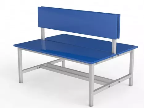 Скамейка для раздевалки со спинкой. Двухсторонняя. Настил ЛДСП Glav 10.800-1500 150см