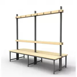 Скамейка для раздевалок с вешалкой двойная (пластик 30 мм) Gefest 100х75х178