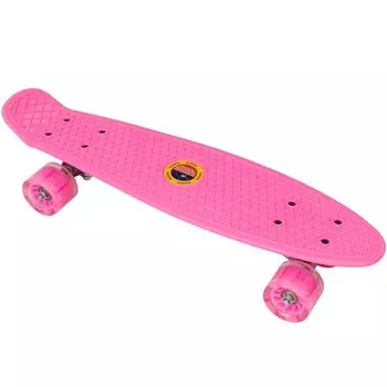Скейтборд пластиковый 56x15cm, со свет. колесами Sportex E33097 розовый (SK505)