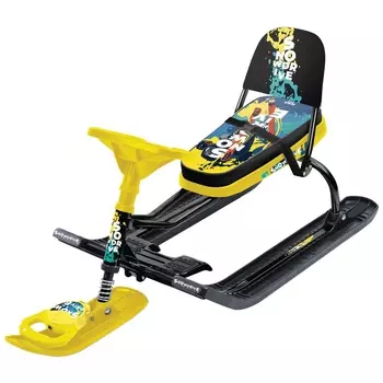 Снегокат Тимка СПОРТ 4-1 Ника ЗИМНИЙ СПОРТ NEW рама черная со спинкой ТС4-1/WS желтый-черный