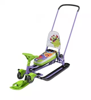 Снегокат Тимка СПОРТ 6 Ника МОНСТРИКИ выдвижные колеса со спинкой ТС6/МН сиреневый-зеленый