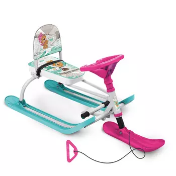 Снегокат TWINY 1+ МИНИ Ника ЗАБАВНЫЕ МЕДВЕЖАТА рама белая со спикой TW1+/ЗМ белый-фуксия