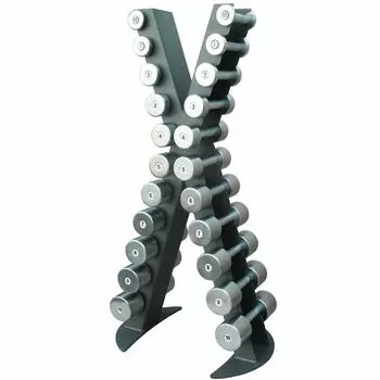 Стойка с набором хромированных гантелей от 0,5 до 10 кг V-Sport X410