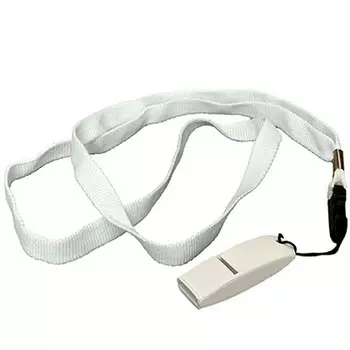 Свисток пластиковый без шарика судейский для зимних видов спорта со шнурком, Россия белый